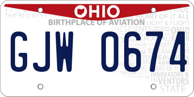 OH license plate GJW0674