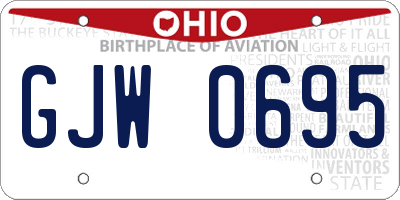OH license plate GJW0695