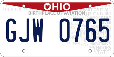 OH license plate GJW0765