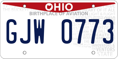 OH license plate GJW0773