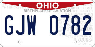 OH license plate GJW0782