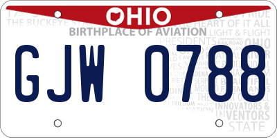 OH license plate GJW0788