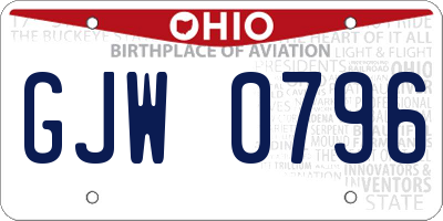 OH license plate GJW0796