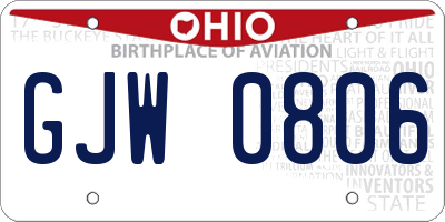 OH license plate GJW0806