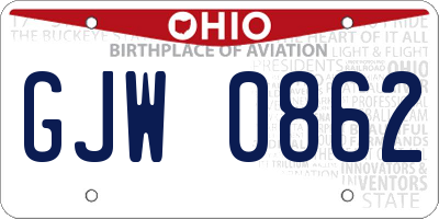 OH license plate GJW0862