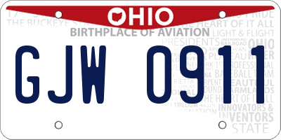 OH license plate GJW0911