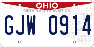 OH license plate GJW0914