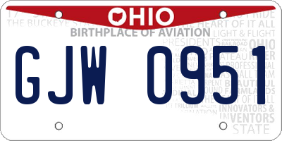 OH license plate GJW0951