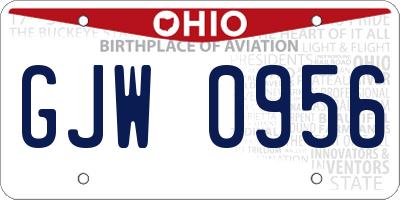 OH license plate GJW0956