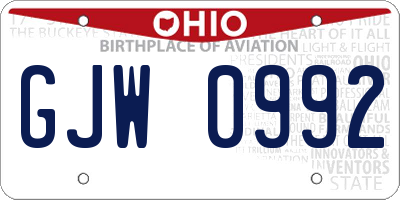 OH license plate GJW0992