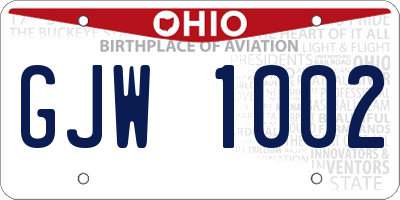 OH license plate GJW1002