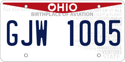 OH license plate GJW1005