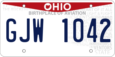 OH license plate GJW1042
