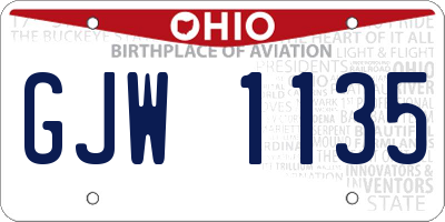 OH license plate GJW1135