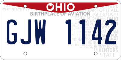 OH license plate GJW1142