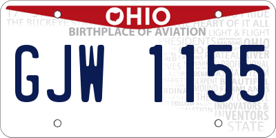 OH license plate GJW1155