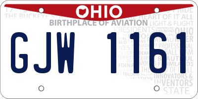 OH license plate GJW1161