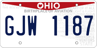 OH license plate GJW1187