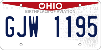 OH license plate GJW1195