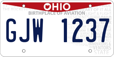 OH license plate GJW1237