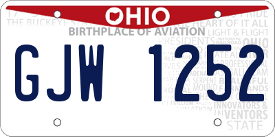 OH license plate GJW1252
