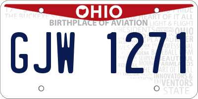 OH license plate GJW1271