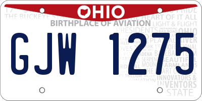 OH license plate GJW1275