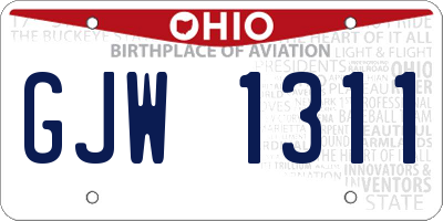 OH license plate GJW1311