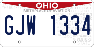 OH license plate GJW1334