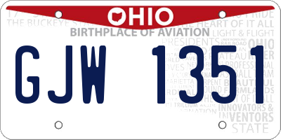 OH license plate GJW1351