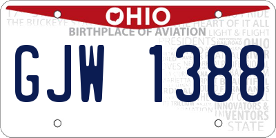 OH license plate GJW1388