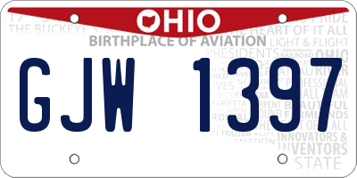 OH license plate GJW1397