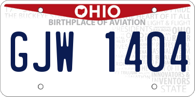 OH license plate GJW1404