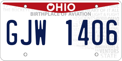OH license plate GJW1406