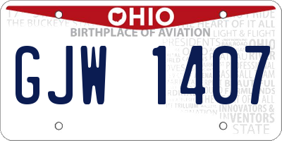 OH license plate GJW1407