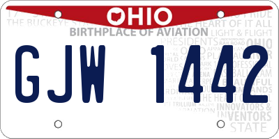 OH license plate GJW1442