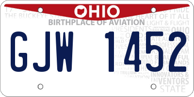 OH license plate GJW1452