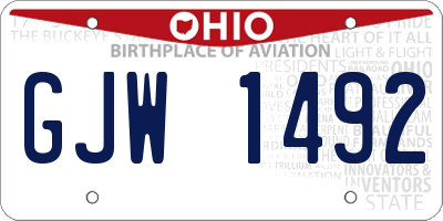 OH license plate GJW1492