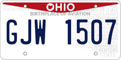OH license plate GJW1507