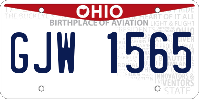 OH license plate GJW1565