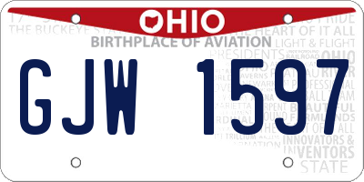 OH license plate GJW1597