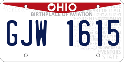 OH license plate GJW1615