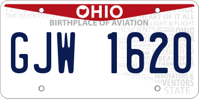 OH license plate GJW1620