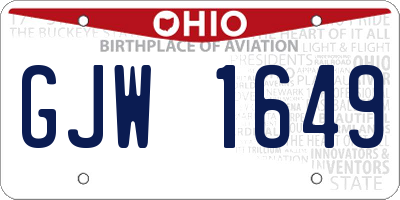 OH license plate GJW1649