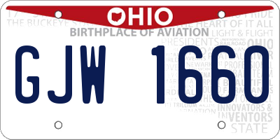 OH license plate GJW1660