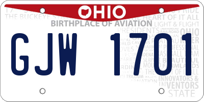 OH license plate GJW1701
