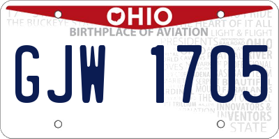 OH license plate GJW1705