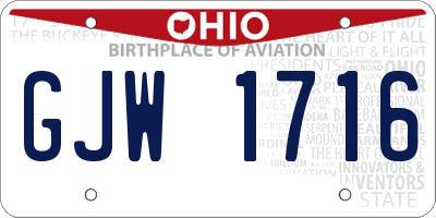 OH license plate GJW1716