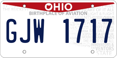OH license plate GJW1717