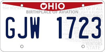 OH license plate GJW1723